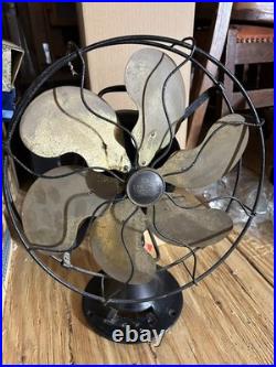 Vtg Emerson 12 Oscillating Fan With Six Parker Brass Blades, #27666, Working