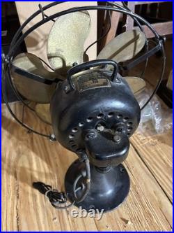 Vtg Emerson 12 Oscillating Fan With Six Parker Brass Blades, #27666, Working