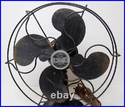 Vtg Emerson Type 2250 10 Oscillating Metal Fan Antique Working