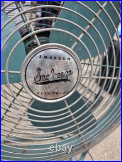Vtg Mid-Century Emerson Electric Seabreeze Roll-About Adjustable 2-Speed Fan