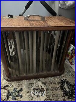 Vtg Mid Century MCM Mathes Cooler Wooden Fan Variable Speed, 19x23 READ LN