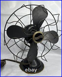 Vtg Oscillating Multi Speed Tabletop Cast Iron Cage Fan Westinghouse GE 803008