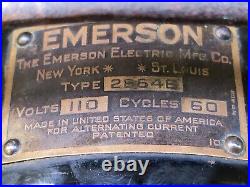 Vtg antique 20's WORKING EMERSON BRASS BLADED CAST IRON DESK FAN TYPE 28646 12