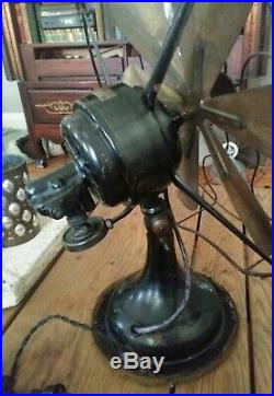 WESTERN ELECTRIC 16 Antique Oscillating Fan with 6 Brass Blades Works Great