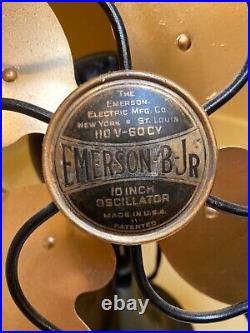 WORKING Antique 1930s Emerson B Jr. 10 Oscillator Black Electric Fan