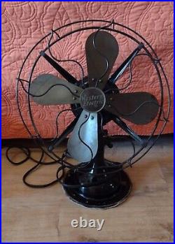 Western Electric Antique 13 Cage Oscillating/Tilting Fan 4-Brass Blades 3-Speed