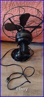 Western Electric Antique 13 Cage Oscillating/Tilting Fan 4-Brass Blades 3-Speed