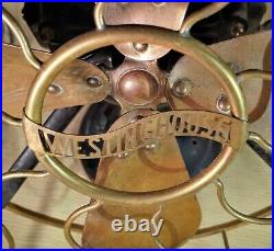 Westinghouse 12 inch Brass Blade Fan Style 60677 Tank Antique PAT. 1893-1906