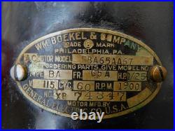 Wm. Boekel & Co. General Electric 3 Speed Vertical Shaft ANTIQUE Motor