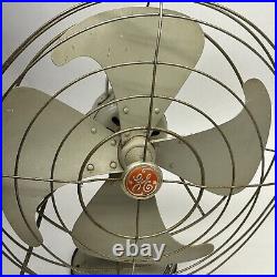 Working Ge Electric Fan F12v163 Vintage Open Blade Oscillating Vortalex Freeship