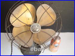Working Vintage Emerson Golden Jubilee Type 6250-F Oscillating Desk Fan Brass