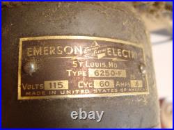 Working Vintage Emerson Golden Jubilee Type 6250-F Oscillating Desk Fan Brass