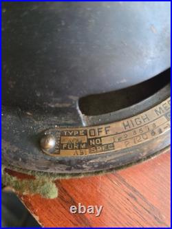 Working Vintage GE Brass Blade Fan Oscillating Type AOU S-Guard 1920s As-Found