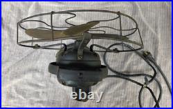 Working Vintage GE Brass Blade Fan Oscillating Type AOU S-Guard 1920s As-Found
