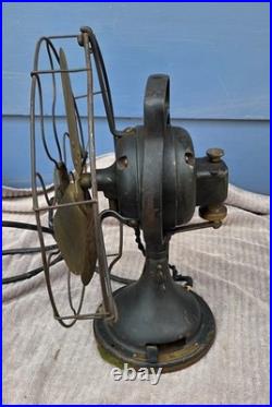 Working Vintage GE Brass Blade Fan Oscillating Type AOU S-Guard 1920s As-Found