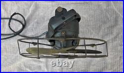 Working Vintage GE Brass Blade Fan Oscillating Type AOU S-Guard 1920s As-Found
