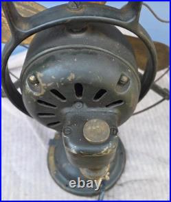 Working Vintage GE Brass Blade Fan Oscillating Type AOU S-Guard 1920s As-Found